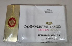 Dos fundas de almohada vintage Cannon Royal Family sin hierro percal blancas 42" x 36" - Imagen 1 de 5
