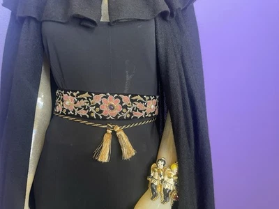 Vintage 1970’s GIBA NOBLIA COUTURE Semi Prescious Jewel BELT VELVET PINK FLOWER - Image 1 of 4