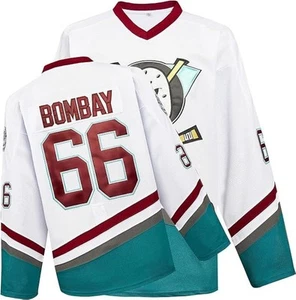 Mighty Ducks Movie Ice Hockey Jersey 66# Bombay Stitched Letters and Numbers ... - Picture 1 of 6