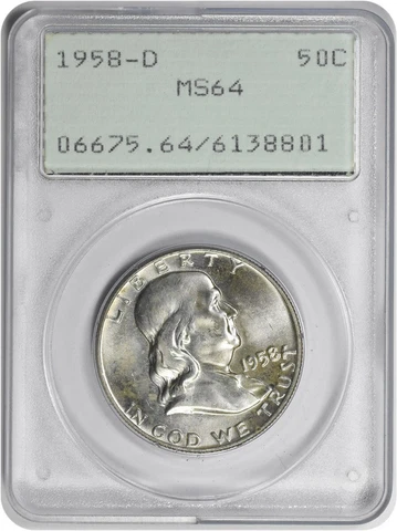 1958-D Franklin Silver Half Dollar MS64 PCGS Cover