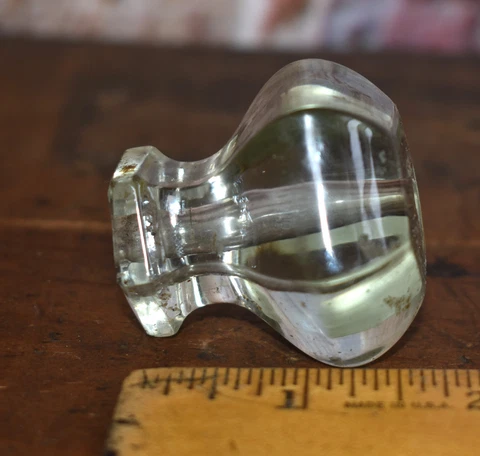 Vintage Antique Clear Glass 6 Sided Drawer Knob Cover