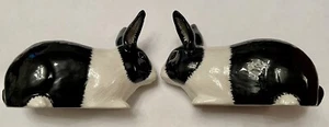QUAIL CERAMICS BLACK & WHITE RABBITS SALT & PEPPER SHAKERS - Picture 1 of 7