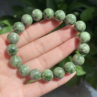 11mm Natural Green Diopside Quartz Crystal Gemstone Beads Bracelet 1189 - Image 1 of 4