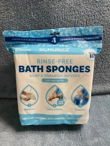 SCRUBZZ Rinse Free 25pc Bath Single Use Shower Sponge - Caregiving, Travel, Kids - Picture 1 of 3