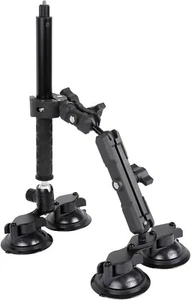 Triple Suction Cup Car Mount Kit with 2In1 Extension Pole/Selfie Stick, Quick Re - Picture 1 of 12