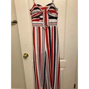 Womens Romper Red & White Striped Size Small Red, White, and Blue Striped - Picture 1 of 6