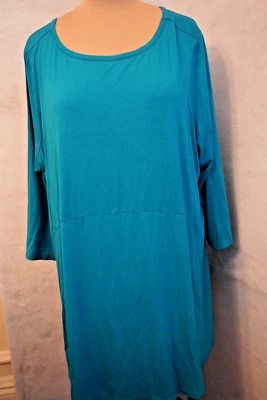 Túnica Joan Rivers manga 3/4 tejida azul verdoso cuello redondeado talla 3X Foto 1 de 4