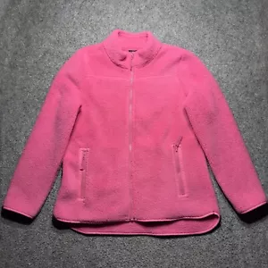 Talbots Womens Full Zip Fleece Jacket Sz M Pink Cozy Casual Jacket W/Pockets NWT - Picture 1 of 9