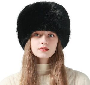 Peicees Winter Faux Fur Hat for Women Girls Cossack Russian Style Hat Ladies Ush