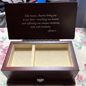 Brighton "It's a Keeper" valentine Mahogany Wood Jewelry Box /Charm Keeper - Bild 1 von 12