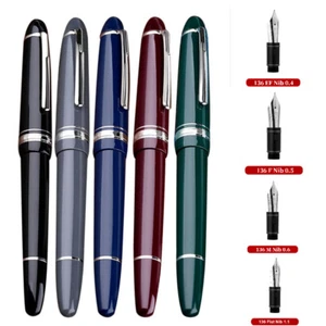 MAJOHN P136 Resin Piston Fountain Pen EF/F/NIB/Flat Nib And Replace Nib Write - Picture 1 of 22