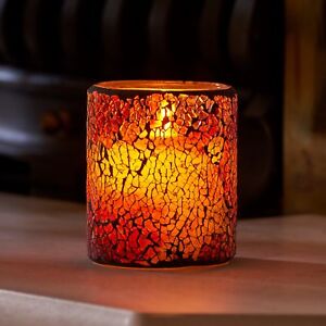 Auraglow Mosaic Glass Flickering Flameless LED Decorative Candle Safety Flame