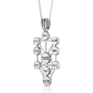 Kabbalah Pendant Ten Sefirot Silver 925 Amulet Talisman Tree of Life Judaica - Picture 1 of 1