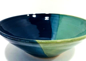 Blue Green Contemporary Pottery Bowl Glazed 8.5 x 3 Signed Kincheloe 2000 - Picture 1 of 9
