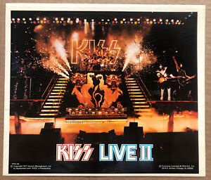 Affiche autocollant vintage KISS LIVE II originale 1977 Aucoin K.I.S.S. Mémoires