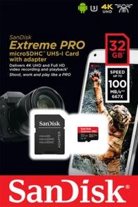 SanDisk 32GB Extreme Pro 100MB/s MicroSD MicroSDHC UHS-I U3 A1 V30 Memory Card - Picture 1 of 4