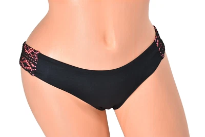 Parte inferior de bikini acanalada lateral superpuesta naranja vitamina A negra talla XS NUEVA SIN ETIQUETAS Foto 1 de 4