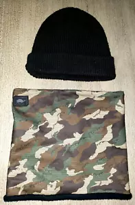 mens CAMOUFLAGE TURTLE FUR NECK WARMER black beanie HAT WINTER WEAR ONE SIZE - Picture 1 of 1