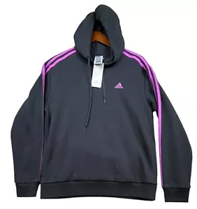 Adidas Hoodie Womens Medium Black Purple Long Sleeve Pullover Sweatshirt - Picture 1 of 9