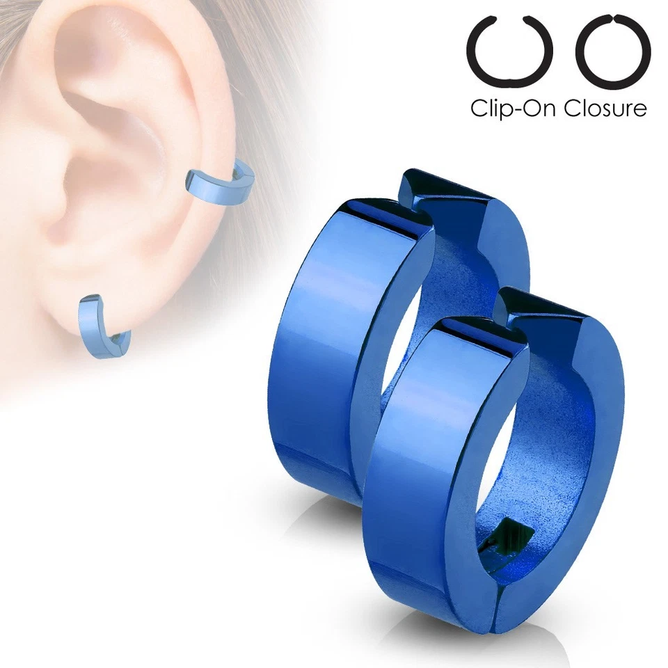 Pendientes de puño Huggie simples sin piercing de acero inoxidable 316L de 4 mm (elige el color) Foto 1 de 1