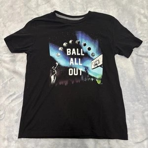 Youth Short Sleeve Ball All Out Basketball Graphic T-Shirt Black Size L 10/11 - Picture 1 of 6