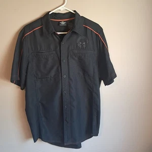 Harley Davidson Performance Motorcycles Skull Schwarz Button Up Hemd Herren Größe M - Bild 1 von 5