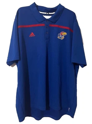 Adidas KU Jayhawks Polo Shirt 2XL Blue Short Sleeve NCAA - Image 1 of 4