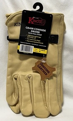 Luvas de trabalho Kinco couro bovino grão driver com alça de puxar estilo X-Grande 99 - Imagem 1 de 4