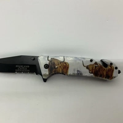 CUCHILLO TÁCTICO HIGHLAND BOTTLE PRINT Acero Inoxidable Borde dentado Foto 1 de 4