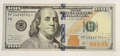 100 Dollar Bill 2017-A Series ￼Star Note US Mint Uncirculated PF14245701* - Image 1 of 4