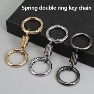 Personality Spring Double Coil Keychain Carabiner Buckle Key Rings Anti-lost - Picture 1 of 11