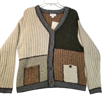 Cárdigan de los 90 Northern Isles Patchwork Bloque de Color Medio Prendas de Punto Cottage Granny Foto 1 de 4
