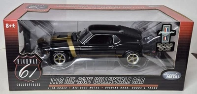 1970 Ford Mustang Boss 302 Highway 61 Diecast 1:18 Car - Black & Gold - Image 1 of 4