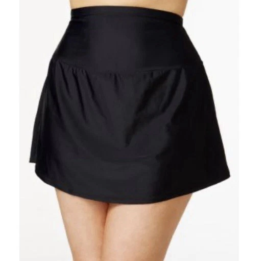 Island Escape Womens Black Skirt Swim Bottom Separates Plus 18w BHFO 6429