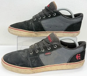 ETNIES BARGE LS Skateboard Shoes Men’s 9.5 Suede Black Gray Red Low Top Skater - Picture 1 of 16