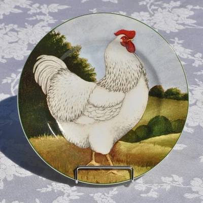 Plato de gallo en la granja 8" David Carter marrón Sakura decoración de casa de campo Foto 1 de 3