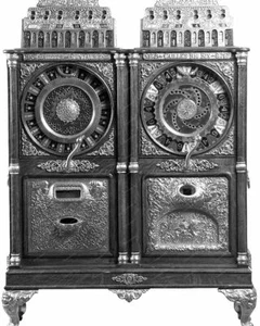 Caille Double Upright Slot Machine Centaur & Big Six 8x10 Reprint Of Old Photo - Picture 1 of 1