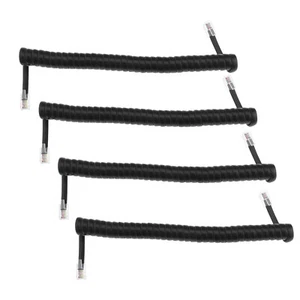 4x Phone Handset Cord Replacement Black Coiled Telephone Phone Handset Cable - Picture 1 of 7