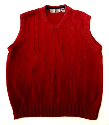 Suéter Chaleco Oscar de la Renta Cable Tejido Rojo Oscuro Cuello en V Para Hombre Talla Mediana Bonito Foto 1 de 4