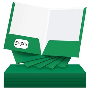 50 Pcs 2 Pocket Glossy Laminated Paper Folders Glossy Paper Portfolios Letter... - Picture 1 of 6