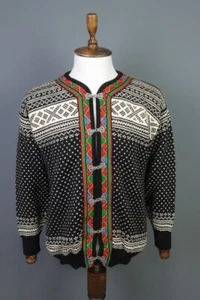 DALE OF NORWAY Black Clasp Fair Isle Wool Knit Ski Sweater - Picture 1 of 19