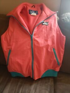 Vintage The Woolrich Woman Fleece Lined Vest Size M Coral/Green