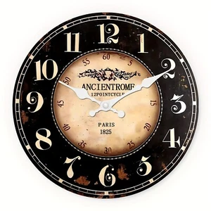 16 inch large black Paris 1825 wall clock decorative，wooden silent wall clock - Picture 1 of 10