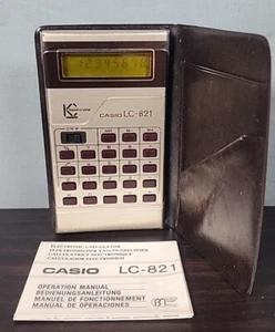 Vintage CASIO LC-821 Electronic Pocket Calculator w/ Manual - Tested & Working - Picture 1 of 7