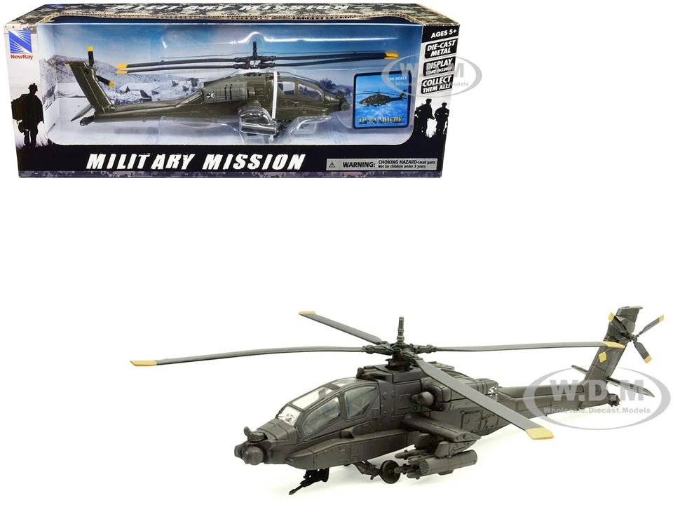 BOEING AH-64 APACHE HELICÓPTERO OLIVA MONÓTONO "EJÉRCITO DE ESTADOS UNIDOS" 1/55 FUNDIDO A PRESIÓN NUEVO RAY 25523 Foto 1 de 1