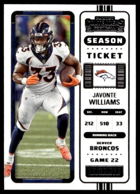 2022 Panini Contenders    Javonte Williams 31   Broncos - Image 1 of 2