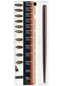 MANUSCRIPT ROUND HAND SET DIP PEN HOLDER 10 CALLIGRAPHY NIBS & STORAGE BOX 280 - Picture 1 of 5