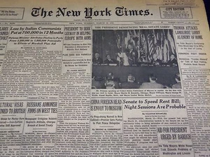 1949 MARCH 22 NEW YORK TIMES - TRUMAN ATTACKS LAND LORDS LOBBY - NT 2673 - Picture 1 of 2