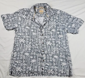 Quicksilver Waterman Collection Shirt Men's XL Hawaiian Gray Button Down Beach - Picture 1 of 10