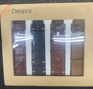Deepra Apple Watch Bands 42mm Set of 4 Brown/Black/Tan/Vintage Tan Leather NEW - Picture 1 of 3